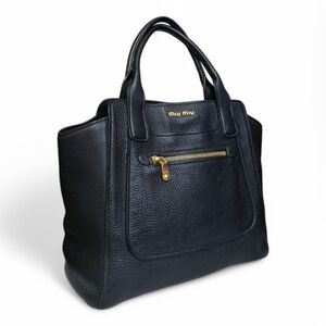 Miu Miu Black Leather Bag with Gold Accents